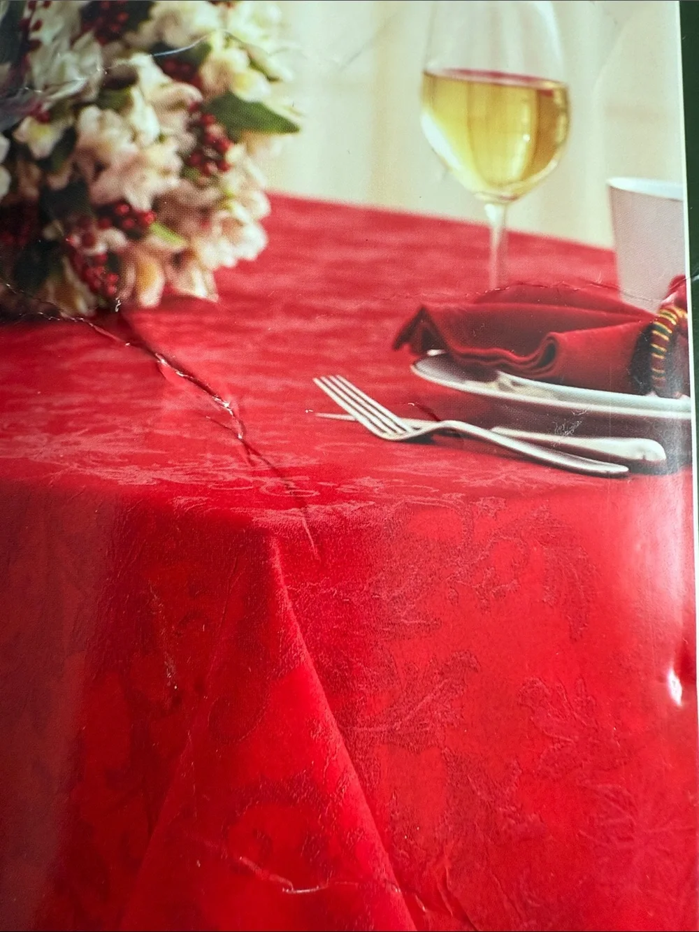 Bundle Red Holiday Tablecloth & 3 Napkin Sets - Pack of 4